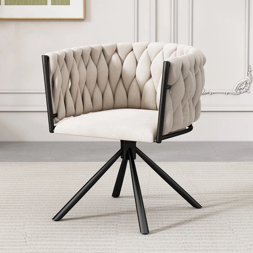 Beige velvet dining chair - beige,