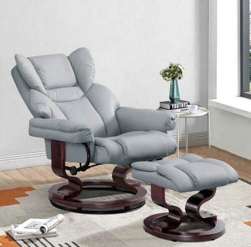 New leather swivel recliner - new,
