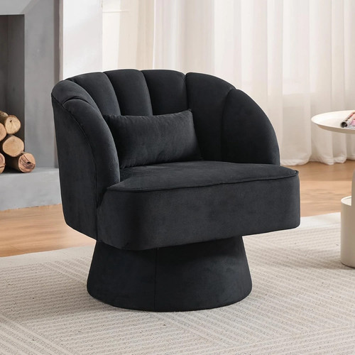 Garvee black velvet swivel - black,