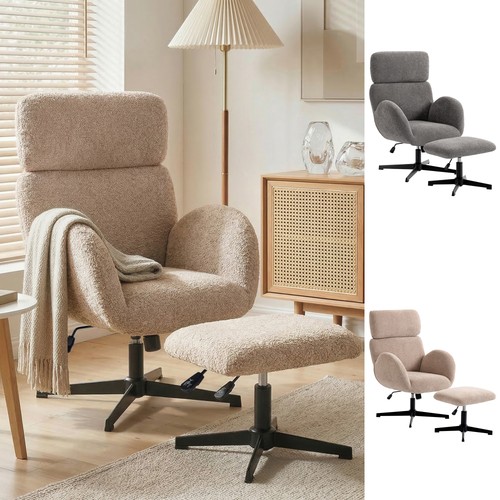 Swivel armchair and footstool - and,