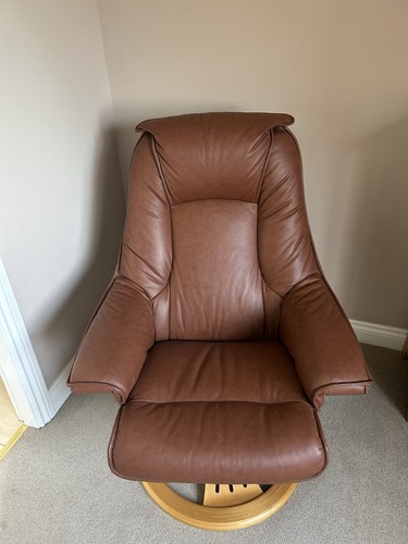 Two brown leather swivel - brown,