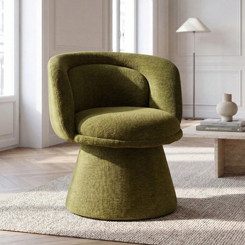Curved green boucle - curved,