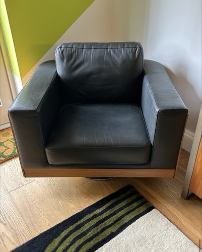 Dwell black leather swivel - leather,