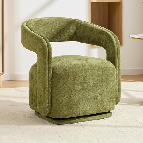 Green chenille accent chair - chenille,