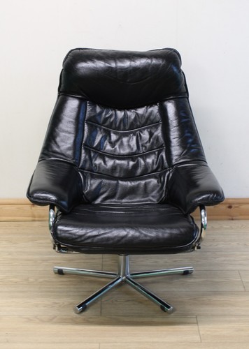 Skoghaug black leather - leather, &