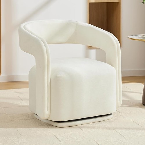 White chenille accent chair - white,