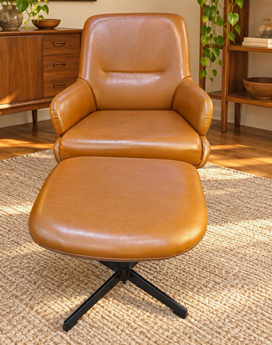 Tan faux leather swivel - swivel, lounge