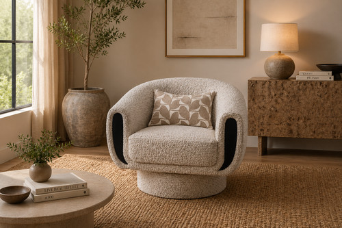 Bouclé swivel armchair cream - bouclé,